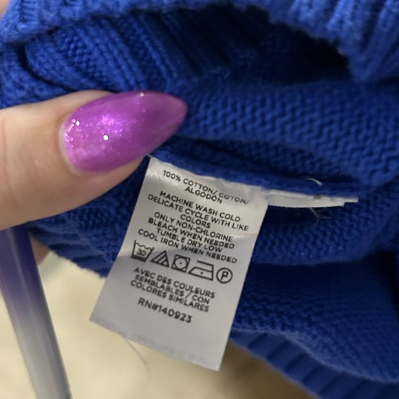 LOFT 100% Cotton Royal Blue Sweater Size Small - Picture 5 of 8